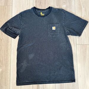 Mens Carhartt Original Fit Striped Tee Shirt Short Sleeves Black Gray Large Tall